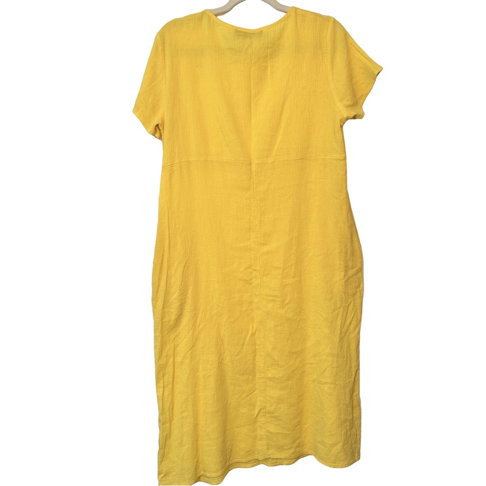 Zanzea Collection Women's XL Butter Yellow Short Sleeve Dress w/ Pockets Cotton - Picture 2 of 8